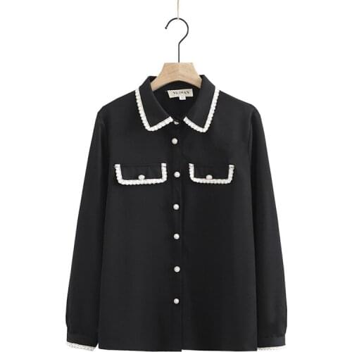 Plus Size Long Sleeved White Black Spring Summer New Tops Womens Elegant A-line Vintage Blouse Muslim OL Blusas