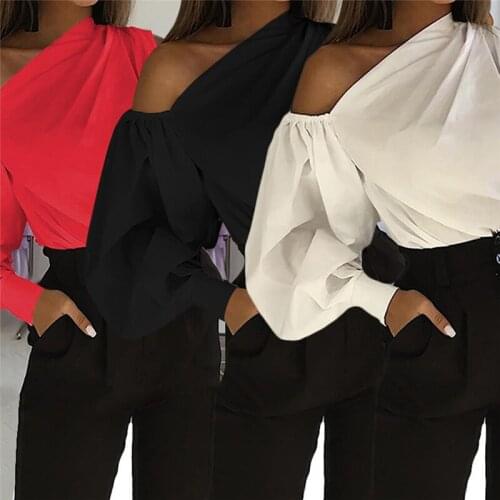 Sexy Off Shoulder Women Office Shirts Celmia Fashion Long Sleeve Blouse Casual Loose Tops Lady Elegant Blusas Plus Size Femme