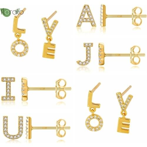 YUXINTOME Letter Series Pendant Earrings 925 Silver Ear Needle for Women Simple And Versatile Stud Earrings Fashion Jewelry A35