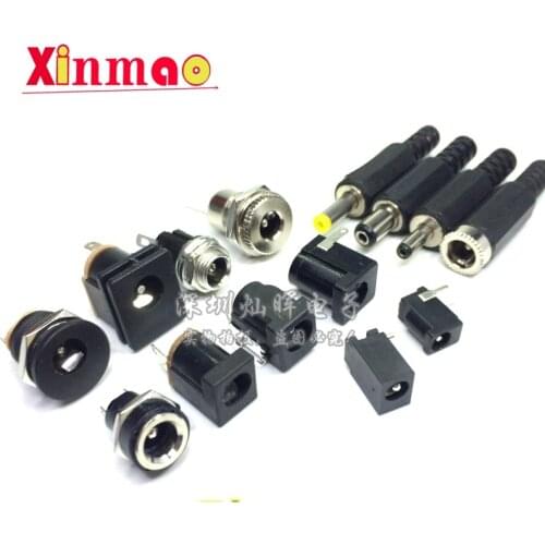 10pcs male and female DC Power plug 5.5*2.1MM 5.5*2.5MM 3.5*1.35MM 5.5*2.1 Jack Adapter Connector Plug Golden DC-022B DC-025M