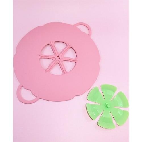 Pink Silicone lid Spill Stopper Cover for Pot Pan Cute Kitchen Accessories Cooking Tools Flower Cookware Utensil