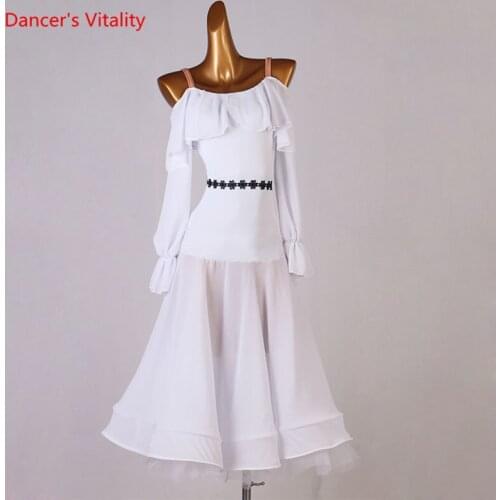 Waltz Dance Dress Chiffon Sling Skirt Ballroom Sleeves Performance Clothing Profession Custom Adult Child Competition Clothes