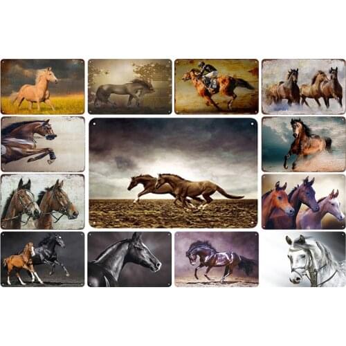 The Mustang Vintage Metal Plaques of Wildlife Animal Running Horse Horserace for Farmhouse Decor Kids Gift Retro Wall Stickers