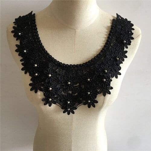 High Quality Embroidery DIY Lace Collar ABS Pearl Lace Decoration Clothes Neckline Sewing Garment Lace Fabric Accessories