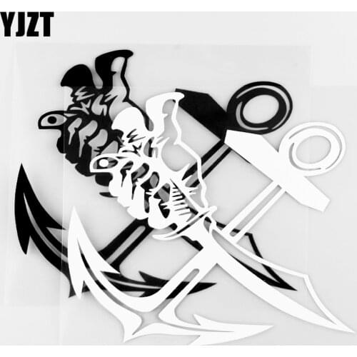 YJZT 13.8×14.5CM Pirate Badge And Cross Sibo Anchor Creative Car Sticker Vinyl Exterior Decorative Pattern 20C-0205