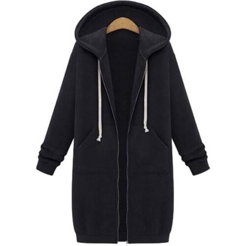 2021 New Women Long Coat Autumn Winter Casual Big Size Winter Zipper Hooded Jacket Female Sweater Ladies Womens Spring Jackets