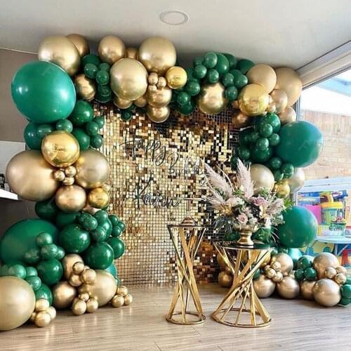 165Pcs Forest Green Garland Arch Kit Gold Balloons 4D Chrome Metallic Foil Balls Party Decor Wedding Birthday Baby Shower Globos