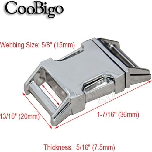 1pc Matel Side Release Buckles Contoured Curved ParaCord Bracelet Dog Collar Backpack Straps Webbing 15mm