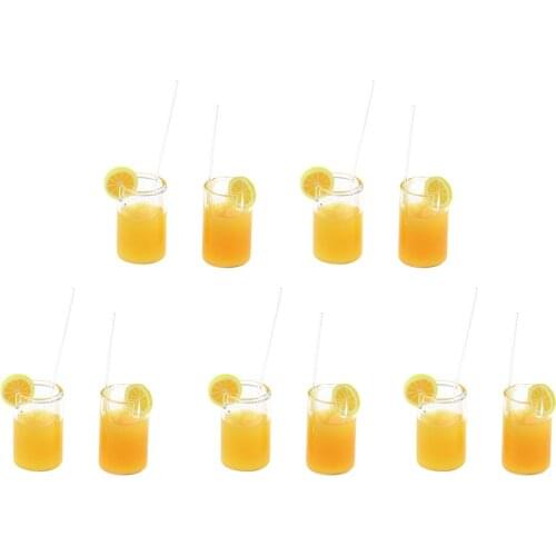 10pcs 1/12 Dollhouse Miniatures Orange Juice Cups Model Dining Room Table Decoration