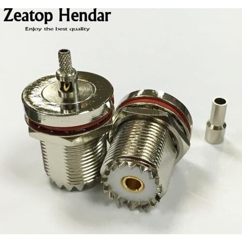 10Pcs Brass UHF Female SO239 Jack Bulkhead Window Crimp RG174 RG316 LMR100 Cable High Quality Minijack Plug Wire Connector