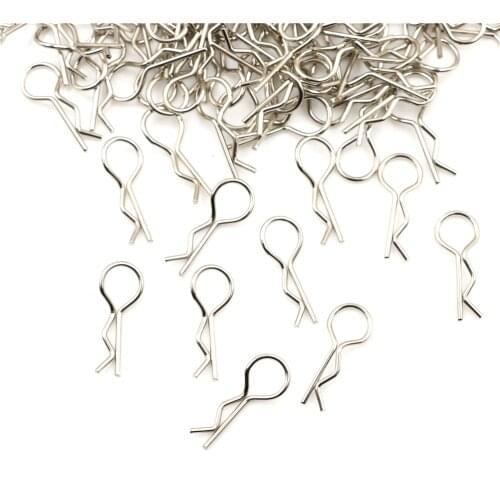 100pcs Universal 1/10th Scale Bend Body Clips Pins Sliver Black Buggy Shell RC Car Parts For Redcat HPI Himoto HSP Truck