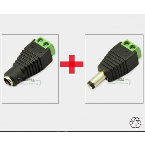 1000pcs High quality DC Power Jack Adapter Connector Plug Male / Female 2.1mm 5.5mm For LED Strips Light