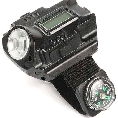3 In 1 Outdoor Multifunctional LED Wrist Watch Flashlight Compass Laser Light Cycling Running Mountaineering Night Light