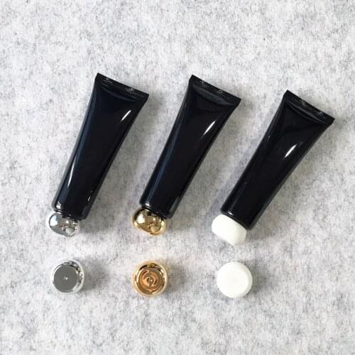 300pcs/lot 50ml 50g Empty Black Soft Squeeze Cosmetic Packaging Refillable Plastic Lotion Cream Tube Pump Lids Bottle Container