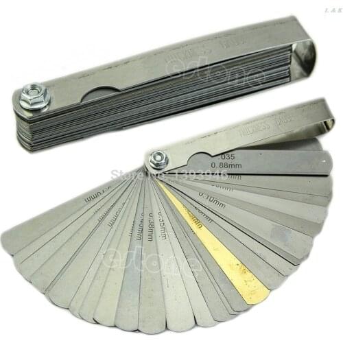 32 Blade Laser 2481 Feeler Gauge Tune Up Thickness Set IMP/METRIC + BRASS M08 dropship