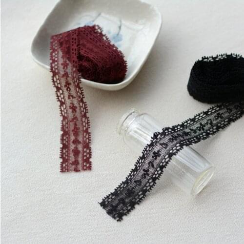 5 Meters/lot Lace Ribbon Tape Black Dark Red Smooth Lace Trim DIY Embroidered Lace Trimming for Sewing Accessories Packing Decor