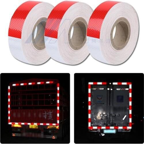 5CM*3M Car Trucks Trailers White Red Safety Warning Exterior Decoration Accessories Reflective Strip Stickers Adhesive Tape Film