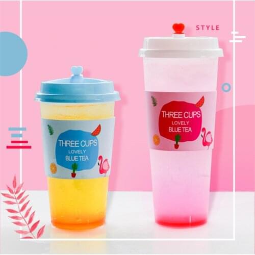 50pcs 90 caliber disposable plastic cup set transparent injection cup milk tea takeaway package coffee juice cup with lid