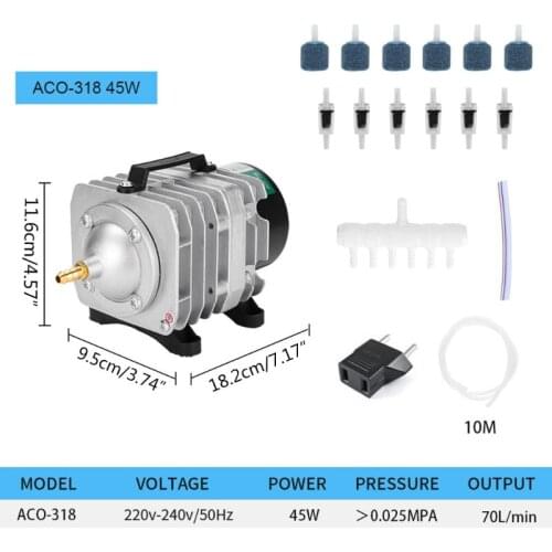 Aquarium Fish Tank High Flow AC Electromagnetic Air Compressor Pond Oxygen Pump ACO-208/308/318
