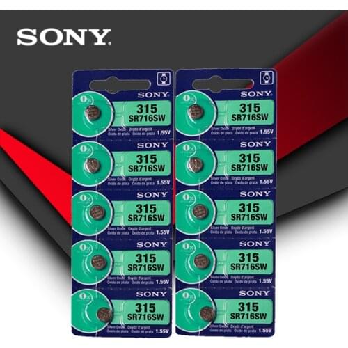 10pc Sony 100% Original 315 SR716 SR716SW EP2012 D315 Cell Button Batteries Silver Oxide men ladies children watches retail card