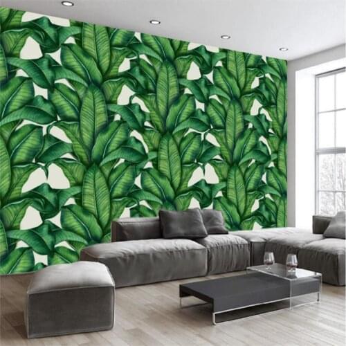 Beibehang Custom 3d wall paper European retro hand-painted rainforest plant banana leaf mural sofa living room tv backdrop