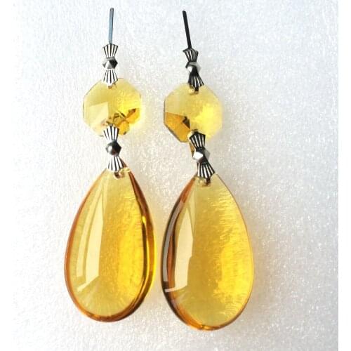 10PCS/lot 72mm Sparkle gold Chandelier Glass Crystal Lamp Prisms Parts Hanging Drops For Crystal Even Party Decoration