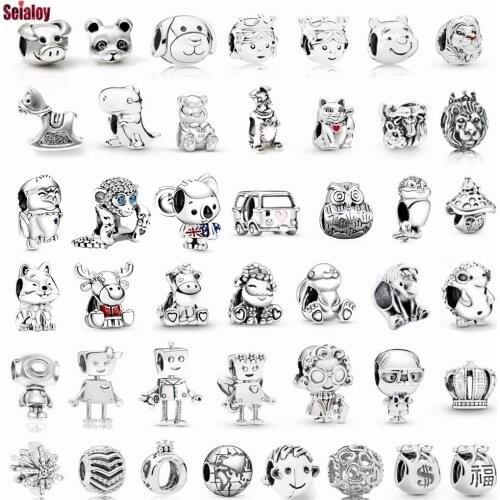 10pcs/lot Animal Cartoon Anime Silver Color Beads Charm Fit Bracelets & Bangle Necklace Original Women Jewelry Accessory Beaded