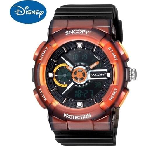Snoopy Mens Dual Display Sport Quartz Wristwatch 50M Waterproof Multi Functions Calendar Boy Children Youth Student Alarm Clock