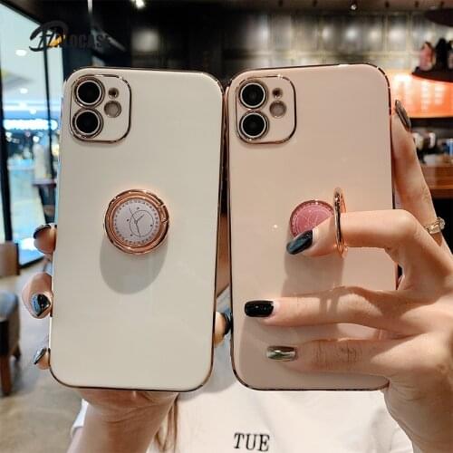 Case For iphone 12 12Pro Max Ring Grip holder plating phone Case for iphone 11 11Pro Max XR X XS Max 7 8Plus SE Protective capa