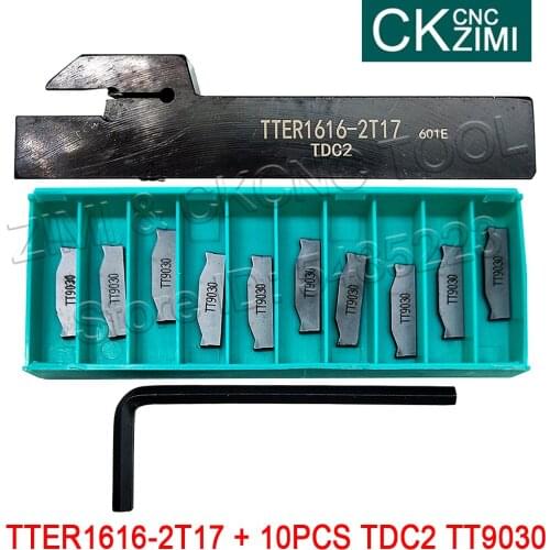 1P TTER1616-2T17 Groove Machining Cutting Toolholders Cutter + 10PCS TDC2 TT9030 grooving carbide inserts CNC lathe turning tool