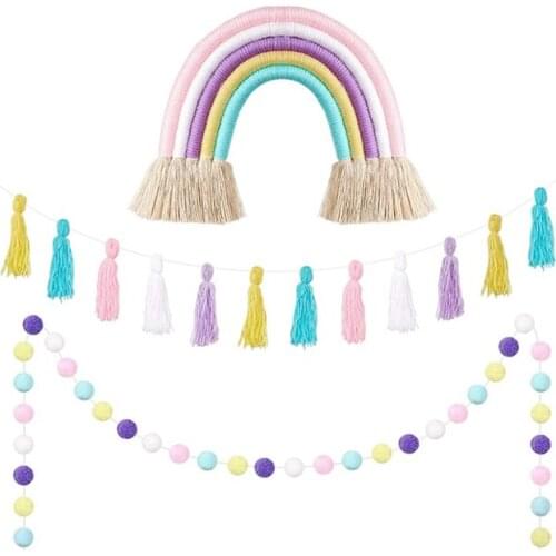 Kid Room Rainbow Wall Hangings Decoration For Kid Girls Bedroom Hanging Pendant Baby Bed Tent Hanging Toys