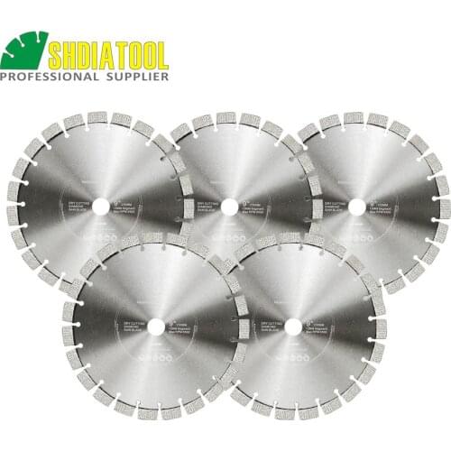SHDIATOOL 5pcs 9inch Professional Laser Welded Diamond Saw Blade Arrayed Diamond Diameter 230MM Cutting Disc 12MM segment height