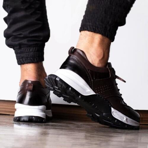 İBAY HIT Men 'S Coffee Genuine Leather Casual Shoes