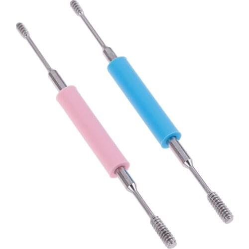 1Pcs Pink,Blue Stainless Steel Ear Pick Wax Remover Curette Ear Scoop Spoon Earwax Clean Tool