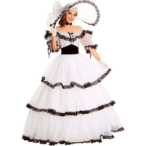 Southern belle costume victorian dress costume adult halloween costumes for women white civil war gown ball lolita dress custom
