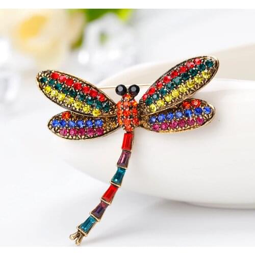 Beautiful Dragonfly Colorful Rhinestones Animal Brooches Women Girls Brooch Pins Fashion Jewelry Wedding Accessories