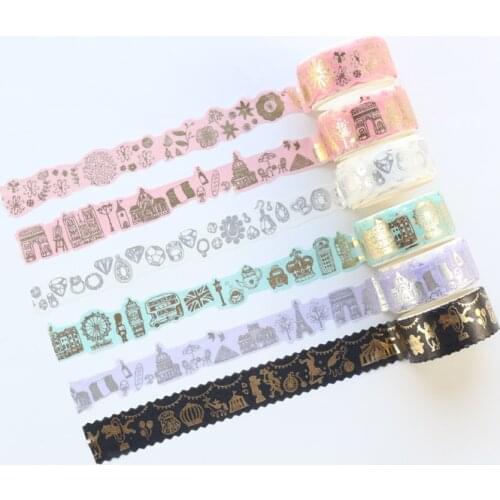 Domikee cute cartoon gold foil school student decorative making tape for diary planner notebooks stationery,candy DIY washi tape