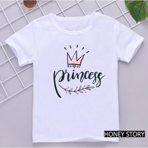 Fashion Princess T Shirt Kids Girls Clothes White Short Sleeve T-shirt Summer Children Clothing Baby Tops 1-12 Years Old 1489