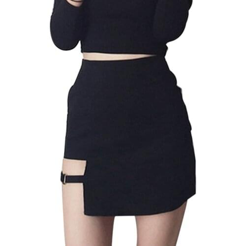 2019 Fashion New Sexy Ring Irregular Skirt High Waist Mini Bag Hip Skirt Black L