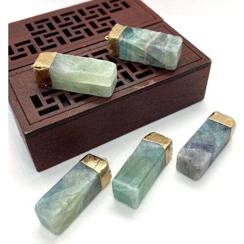 Fashion Natural Stone Crystal Necklace Pendant Rectangular Shape Ladies Bracelet Earrings Jewelry Accessories Wholesale Gifts