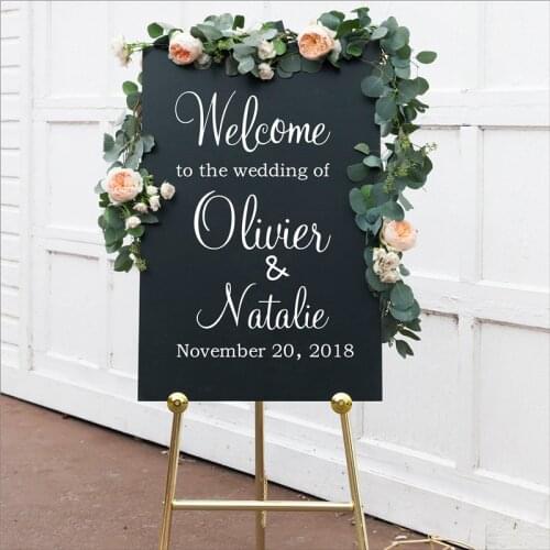 Personalised Wedding Welcome Sign Decal Sticker, Customized Wedding Reception Vinyl Removable Waterproof Welcome Sign Decal