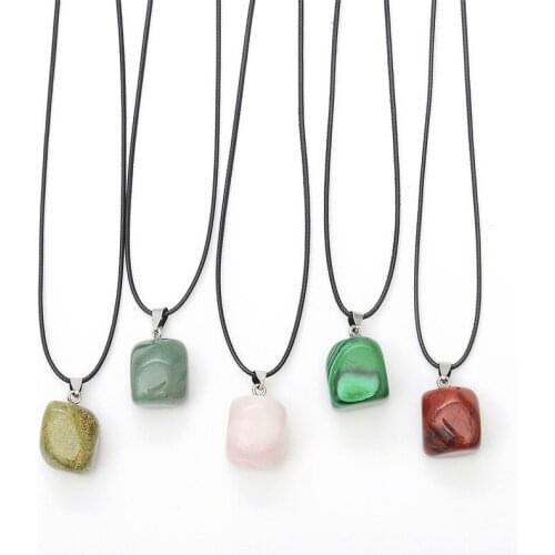 Natural Stone Irregular squares Crystal Necklaces Crystal Pendant Fashion 2020 Statement Choker Necklace Bohemian Jewelry Women