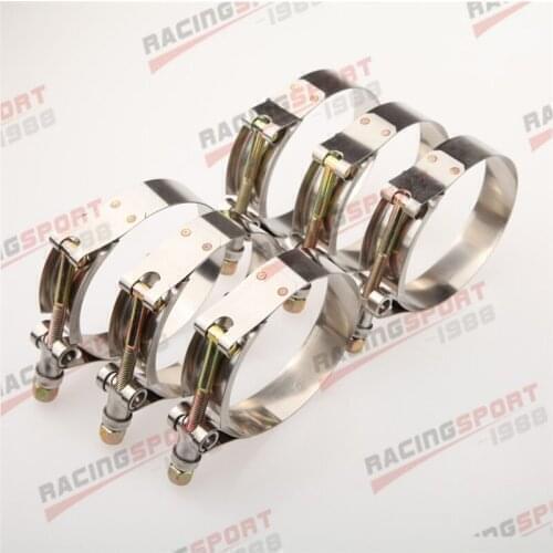 New 6PCS 3.5" Stainless Steel Turbo Pipe Hose Coupler T-bolt Clamps 92-100mm