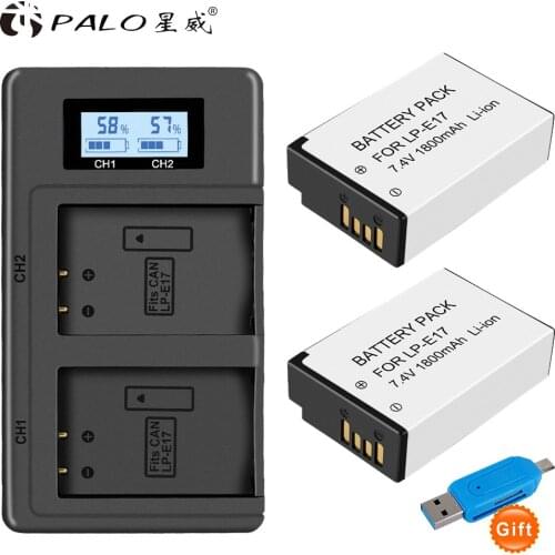 PALO Camera Battery for Canon LP-E17 LP-E12 LP-E10 LP-E8 LP-E6 LP-E5 Battery with LCD Charger For LPE8 LPE17 LPE10 Batteries