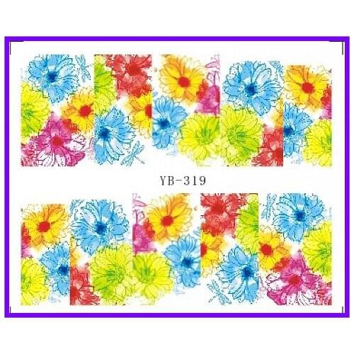 1X Water Stickers Nail Decals Stickers Water Transfers Decal Full Cover Flower Canvas YB319-324