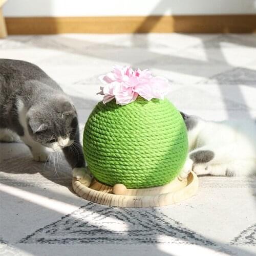 Practical Cat Scratching Board Cat Toys Wooden Bottom Plate Straw Claw Ball Kitten Cactuses Climbing Frame Pet Cat Toys