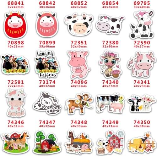 DIY Craft Supplies Sewing Accessories Cartoon Cow Printed Planar Resins Mold 30 Pieces. PR-68841