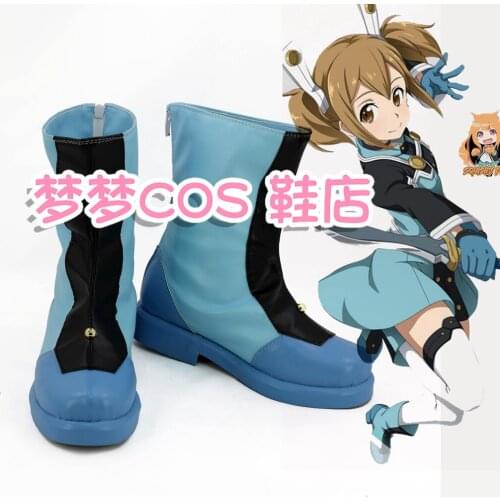 Sword Art Online Ordinal Scale Keiko Ayano Silica Shirika Movie Blue Cosplay Shoes Boots Custom Made Halloween Role Play props