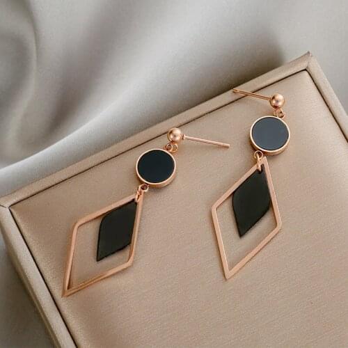 925 Silver Needle Korean Temperament Diamond Earrings Rose Gold Plate Long Face and Thin Ears Jewelry