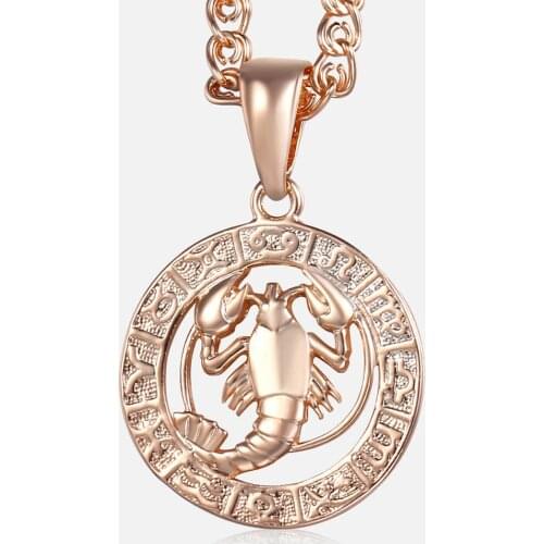 Constellations Pendants Cancer Zodiac Sign Necklace 585 Rose Gold Pendant Necklace Male Fashion Jewelry Gifts GP180